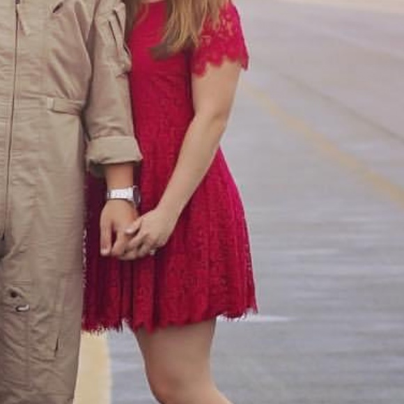 Free People Burgundy Lace Shift Mini Dress - Picture 2 of 6